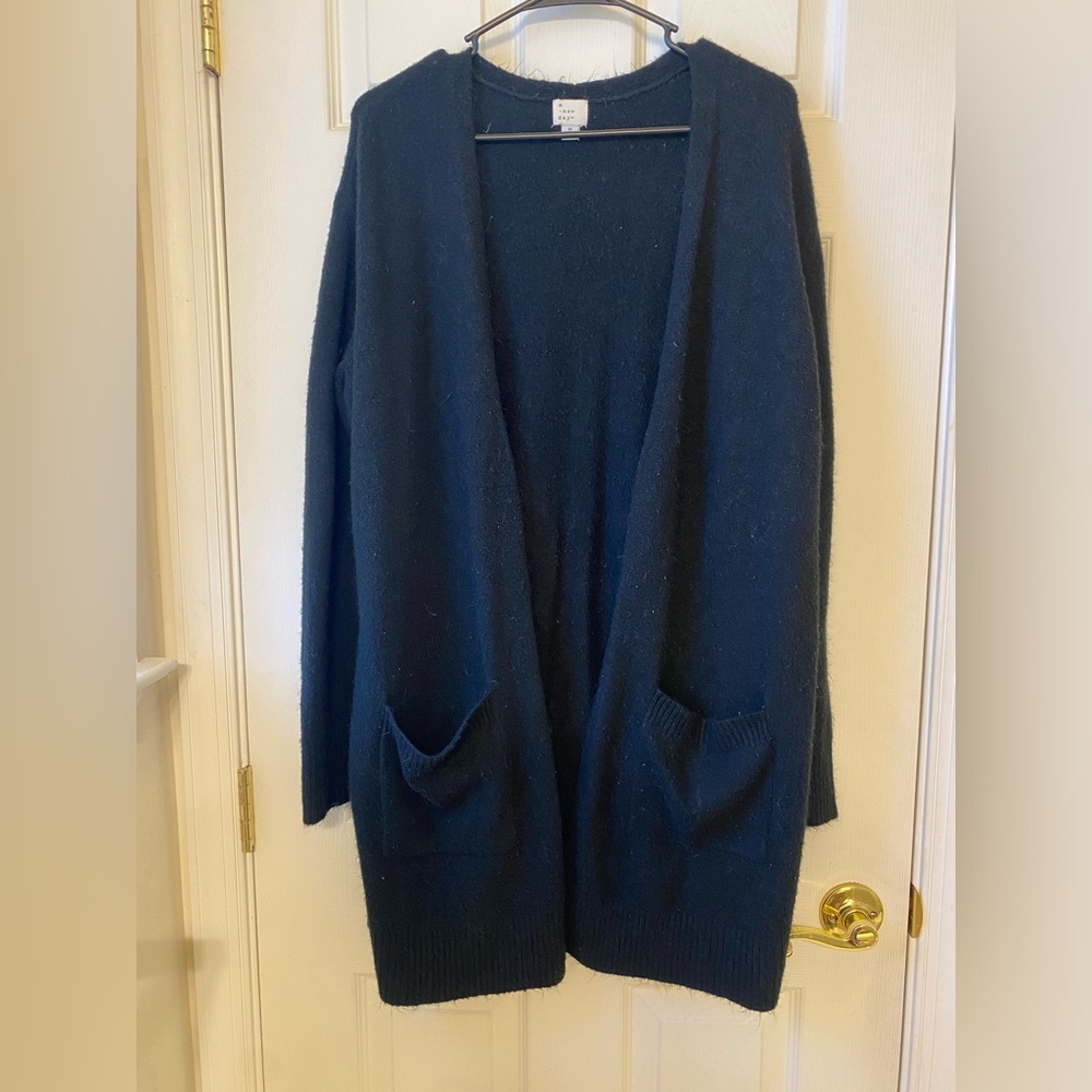 Target brand A New Day black open cardigan with pockets.